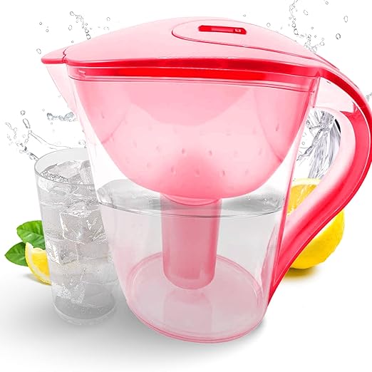 Purified Clean Crystal-Clear Water Filter Pitcher: Experience Enhanced Extraordinary Refreshing Hydration, Enjoying Convenience, Efficient and Quality You Deserve (Red - 3.8 LTS)