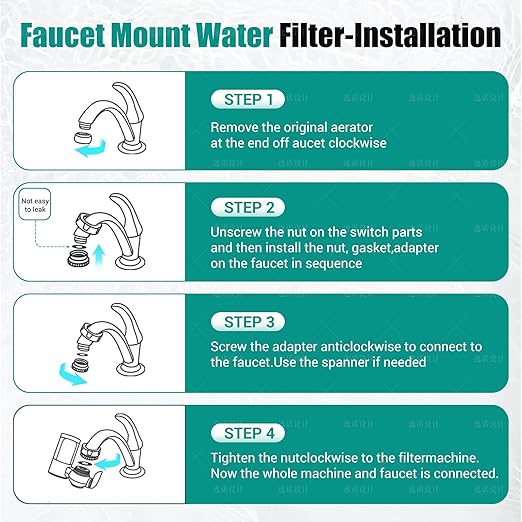 Water Filter for Sink Faucet Mount Filter Purifier System,Filters Over 60 substances,New Leak-Proof Technology，0.01 Micron Filtration Accuracy-White（Without Blue Light)