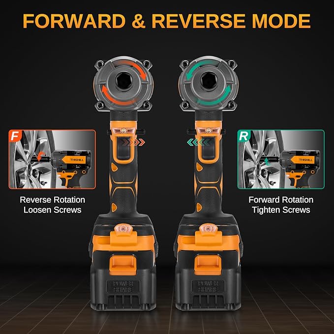 This Hill 45PCS Cordless Impact Wrench,600Nm(443Ft-lbs),1/2 Inch Brushless lmpact Driver Set,w/Two 4.0Ah Battery,17 Sockets,High Torque Power Impact Gun for Car Home