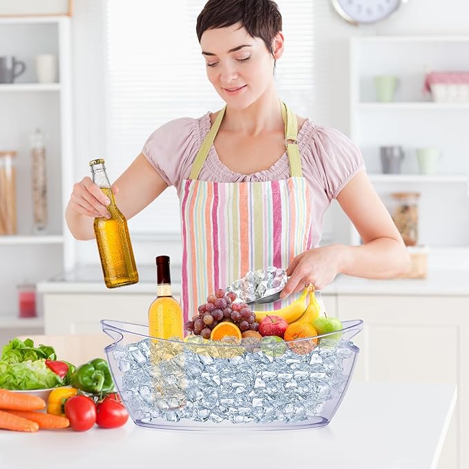 Acrylic Ice Buckets for Parties 2 Pack, IKAYAS 5.5L Large Acrylic Ice Tub with Scoop and Stainless Steel Tongs for Cocktail Bar Mimosa Bar Supplies, Champagne Bucket Beer Bucket Acrylic Tub