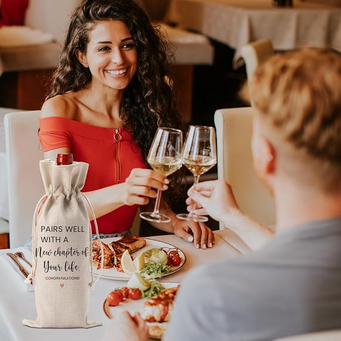 Going Leaving Moving Away Farewell Retirement Gifts for Friends Coworkers Women, New Jop New Beginning New Business Owner Gifts Wine Bag, Pairs Well With A New Chapter Wine Bag