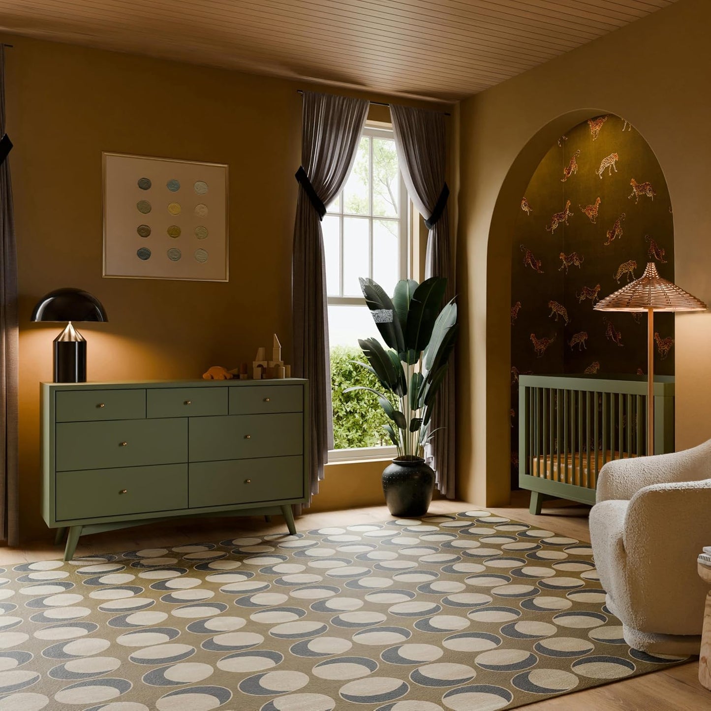 Babyletto Palma 7-Drawer Baby Dresser for Nursery - GREENGUARD Gold Certified - Assembled Chest of Drawers for Kids, Boys & Girls - Multi-Purpose Storage Dresser for Bedroom, Living Room, Olive Green