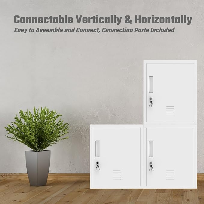 Metal Storage Locker Cabinet with Locking Door and Adjustable Shelf for Home Office Classroom Workshop Organization (White)