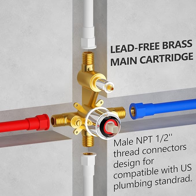 Polished Chrome Shower Faucet Set, Wall Mount Rain Shower System 10 Inches Shower Head with Handheld Set, Included Rough-in Valve and Trim Kit