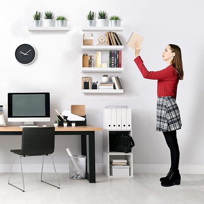 Sorbus Floating Shelves for Wall, Bathroom Shelves Wall Mounted for Kitchen, Bedroom, Living Room, Bathroom Storage, Over Toilet, Hanging Book Shelf for Ｗall Home Decor (White, 5 Pack)