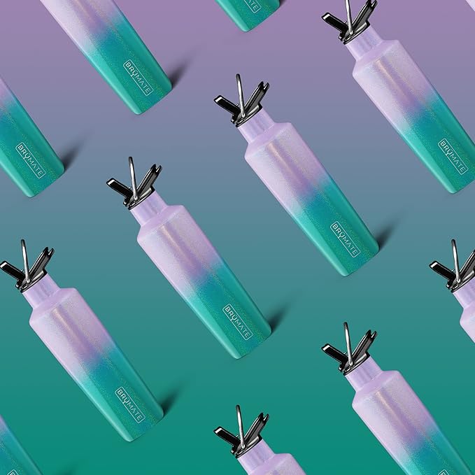 BrüMate ReHydration Mini Kids Water Bottle | 100% Leakproof Insulated Water Bottle for Kids with Straw | Stainless Steel Water Canteen | Perfect Kids Water Bottle for School | 16oz (Glitter Mermaid)