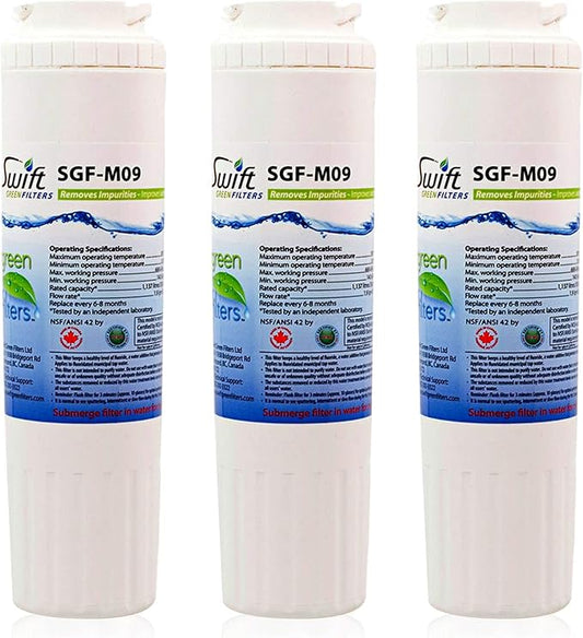 Swift Green Filters SGF-M9 Replacement Refrigerator Water Filter for UKF8001,EDR4RXD1,Filter 4,EFF-6007A,46-9005,46-9006,CLCH101,PuriClean II 67003526 (3 Pack) Made in USA