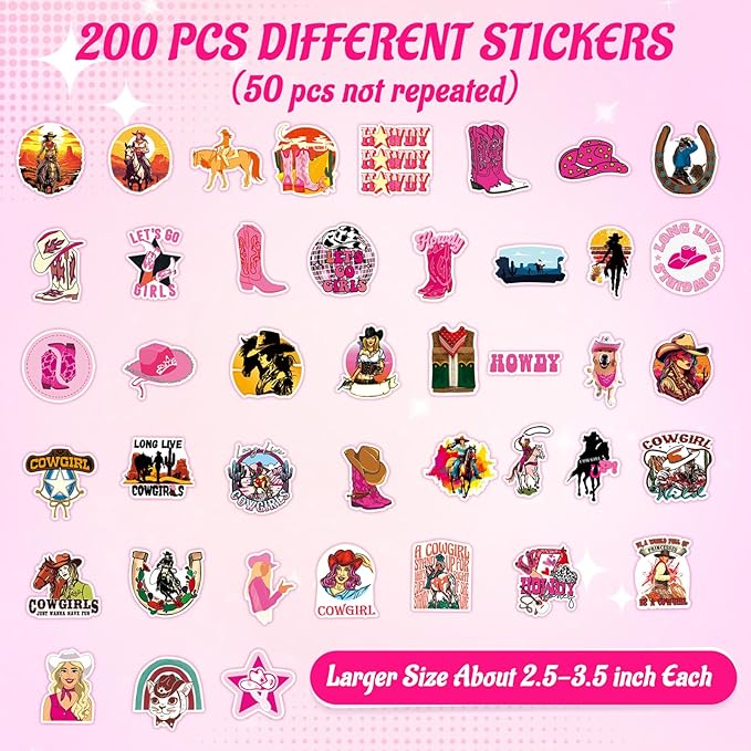 PerKoop 20 Pcs 32 oz Ice Cream Buckets with Lids and Handles Clear Cocktail Rum Buckets for Drinks with 200 Cowgirl Stickers Plastic Transparent Tub Reusable Food Storage Containers for Parties