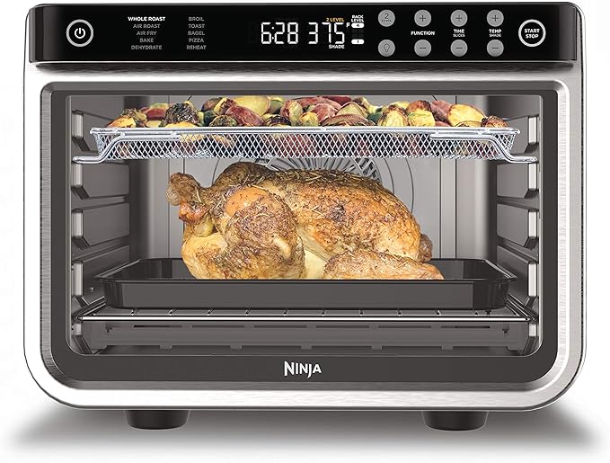 Ninja DT201 Foodi 10-in-1 XL Pro Air Fry Digital Countertop Convection Toaster Oven with Dehydrate and Reheat, 1800 Watts, Stainless Steel Finish, Silver