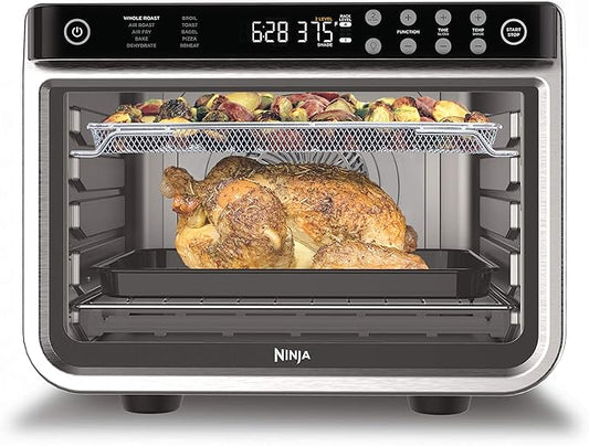Ninja DT201 Foodi 10-in-1 XL Pro Air Fry Digital Countertop Convection Toaster Oven with Dehydrate and Reheat, 1800 Watts, Stainless Steel Finish, Silver