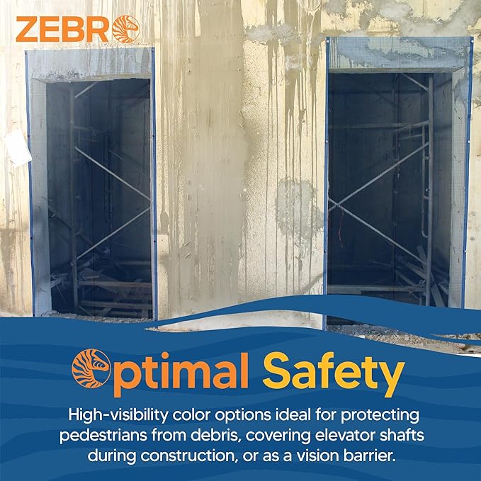 Fire Retardant Debris Safety Netting (8.6' x 150' - Blue) - High Visibility Construction & Scaffolding & Railing & Elevator Netting for Enhanced Safety - Construction Fencing