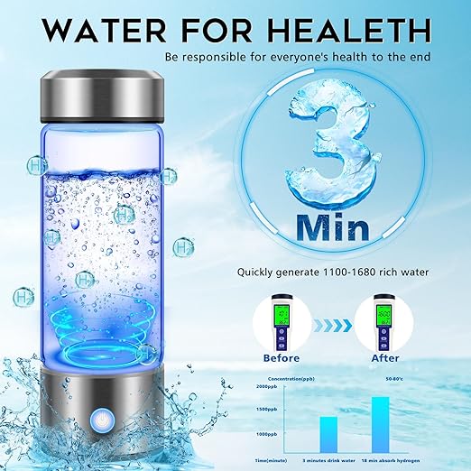 FRAMICS Hydrogen Water Bottle with Gift Box, Portable Hydrogen Water Bottle Generator with PEM SPE Technology, 3Min Quick Electrolysis Hydrogen Water Ionizer Machine for Home Office Travel Exercise