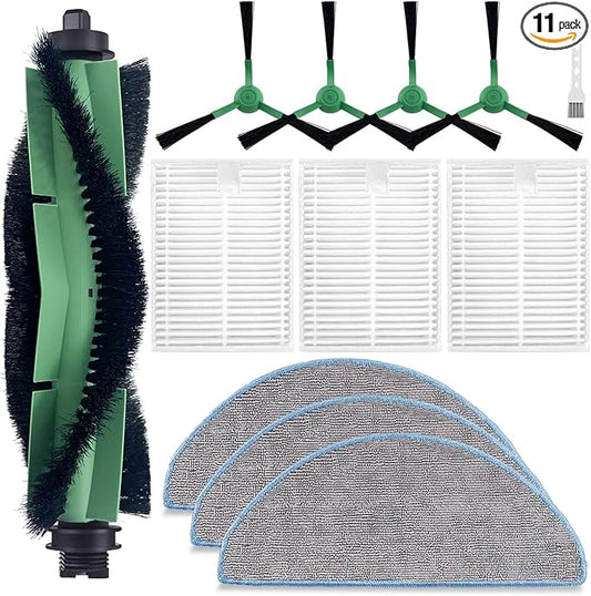 Replacement Parts Accessories Compatible with iRobot Roomba Essential Series Y0140, Q0520, Q0120, Q011, Y0110, Robot Vacuum Cleaner, 1 Roller Brush, 3 Hepa Filters, 3 Mop Pads, 4 Side Brushes