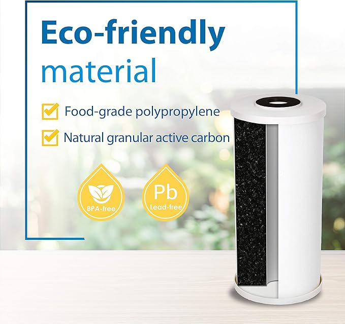 Filterlogic FXHTC Water Filter, Whole House Water Filter, Replacement for GE® FXHTC, GXWH40L, American Plumber W10-PR, Culligan® RFC-BBSA, W10-BC, Carbon Filters, 5 Micron, Pack of 2