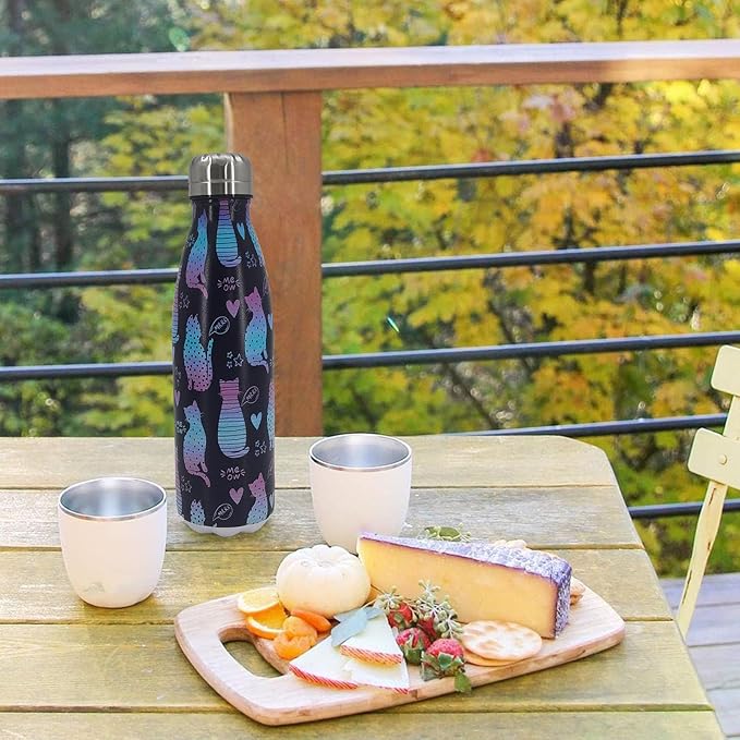 Cat Insulated Sport Water Bottles Stainless Steel Travel Mugs BPA Free Tumbler For Outdoor Camping Travel 20 OZ