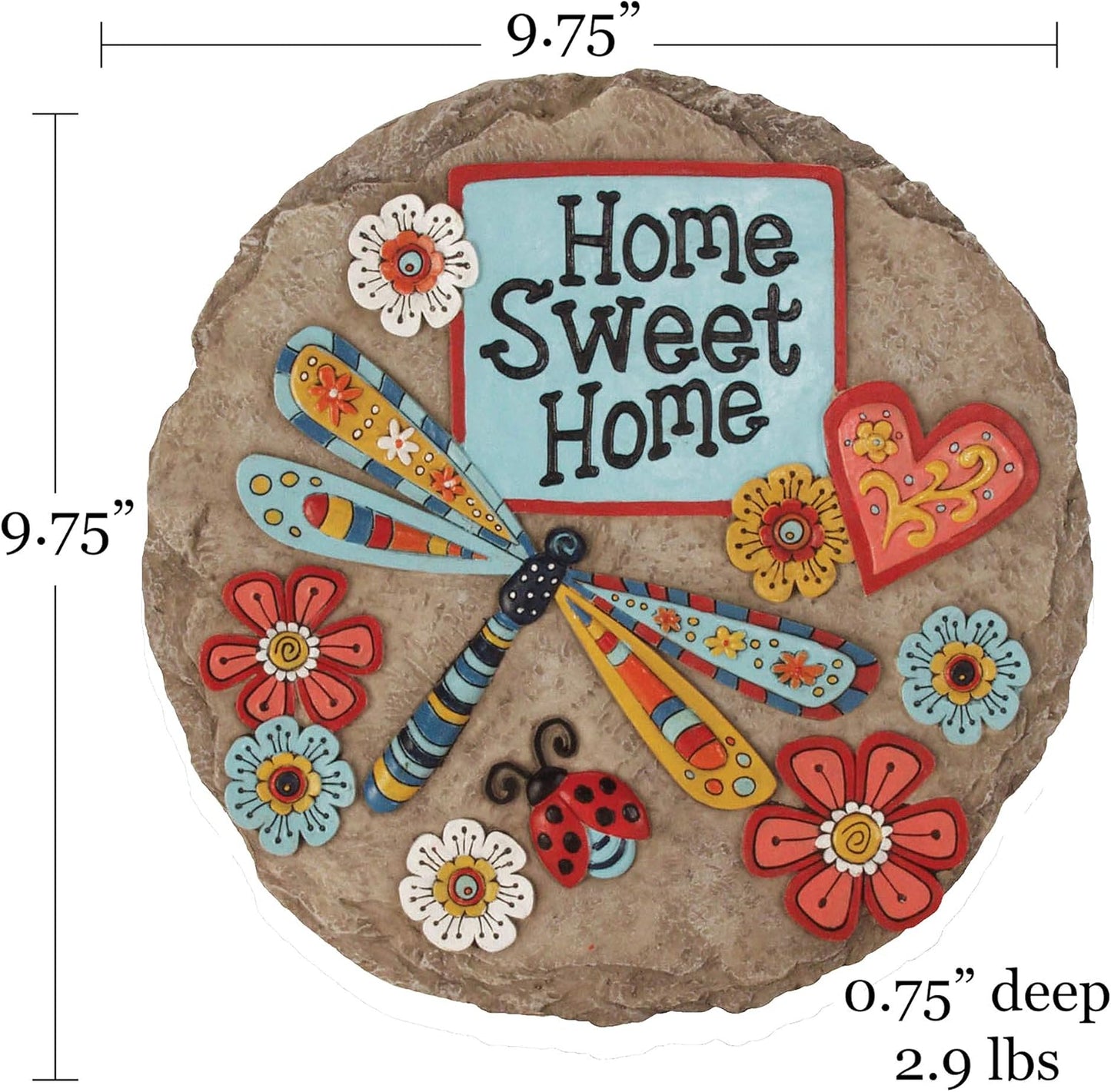 Spoontiques - Garden Décor - Home Sweet Dragonfly Stepping Stone - Decorative Stone for Garden