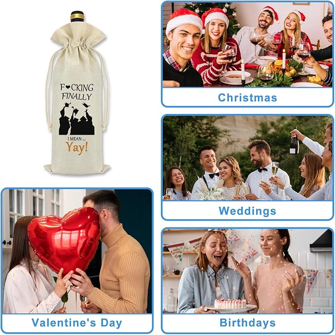 Graduation Gifts for Him Her Wine Bag Funny Graduation Gift for Women Men Class of 2024 Graduation Gift High School College Graduation Gifts for Graduates Wine Bottle Bags Graduation Party Decorations