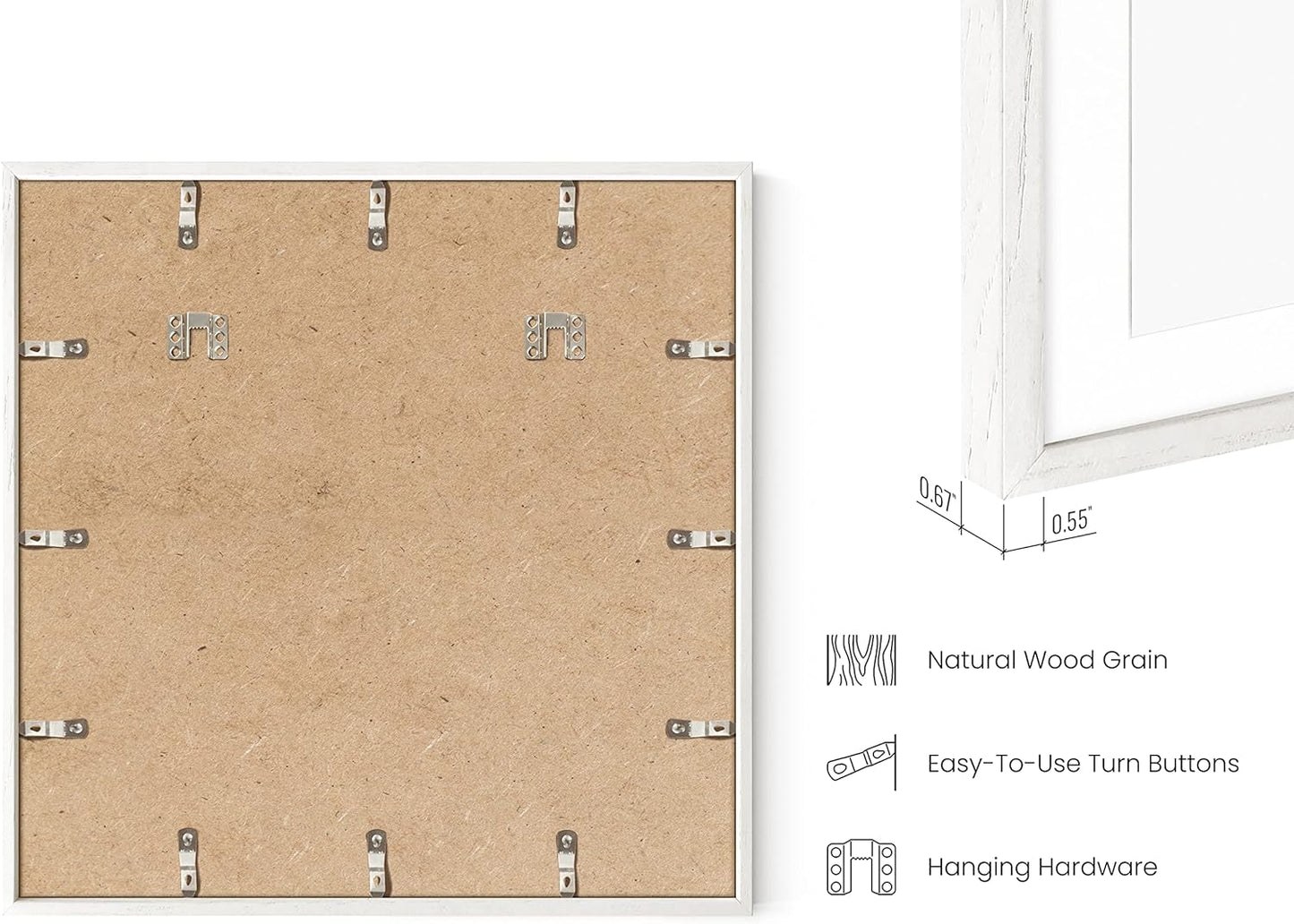 HAUS AND HUES White Square Frames Set of 9-20x20