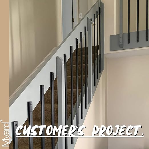 Myard 38 Inches Traditional Rectangular Iron Deck Balusters Furniture w/Screws for Wood Composite Facemount Railing Staircase Balustrade, Classic Geometric Styling (25-Pack, Matte Black)