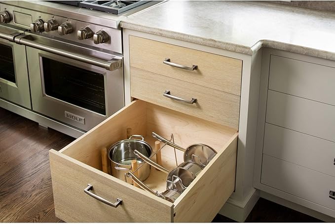 Rev-A-Shelf Trimmable Pegboard Drawer Divider Organizer, Trim to Fit Wooden Kitchen Cabinet Storage Utensil, Pots & Dish Rack, 30" x 21", 4DPS-3021