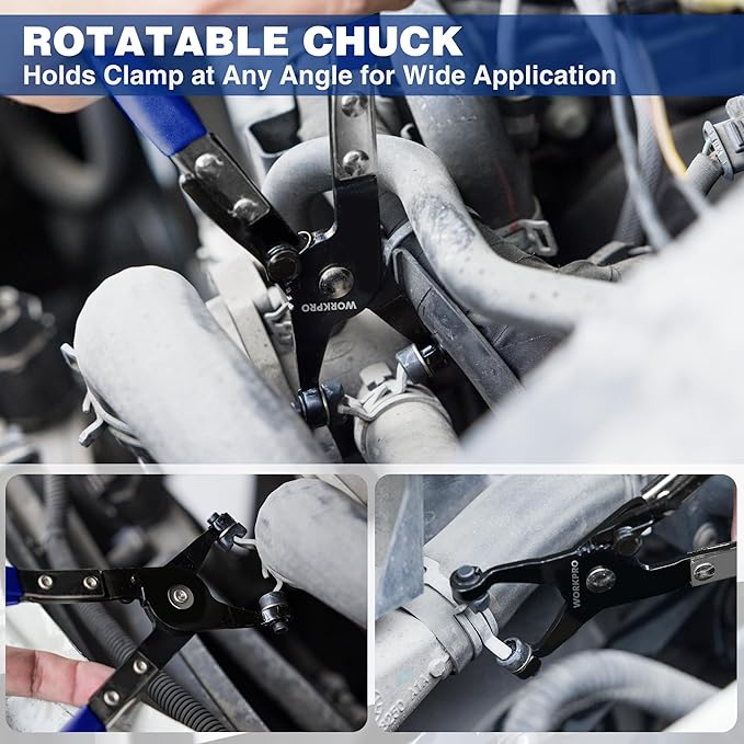 WORKPRO 2-Piece Hose Clamp Pliers Set, 27" Flexible Hose Clamp Plier & Flat Band Hose Pliers Removal Tool for Car Coolant Hose, Water Pipe