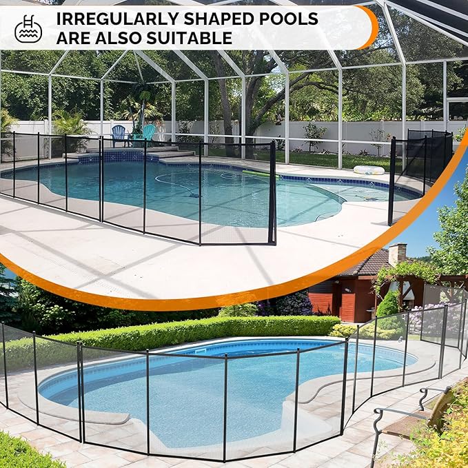 VINGLI Pool Fence 5Ft x 48Ft Swimming Pool Fence in Ground Pool Safety Fencing, Black