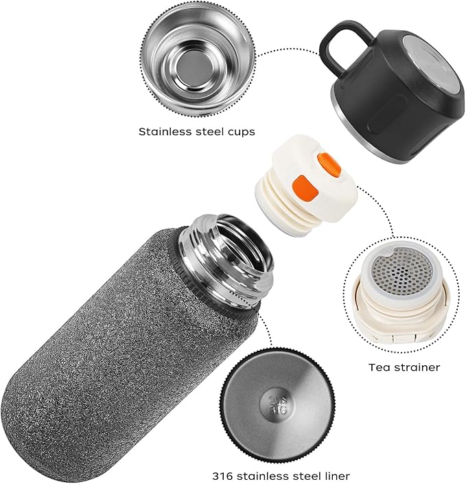 Insulated Stainless Steel Water Bottle, 27oz/800ml Sports Water bottles with Double Walled and Vacuum Insulated Metal for Travel, School, and Gym (Black)