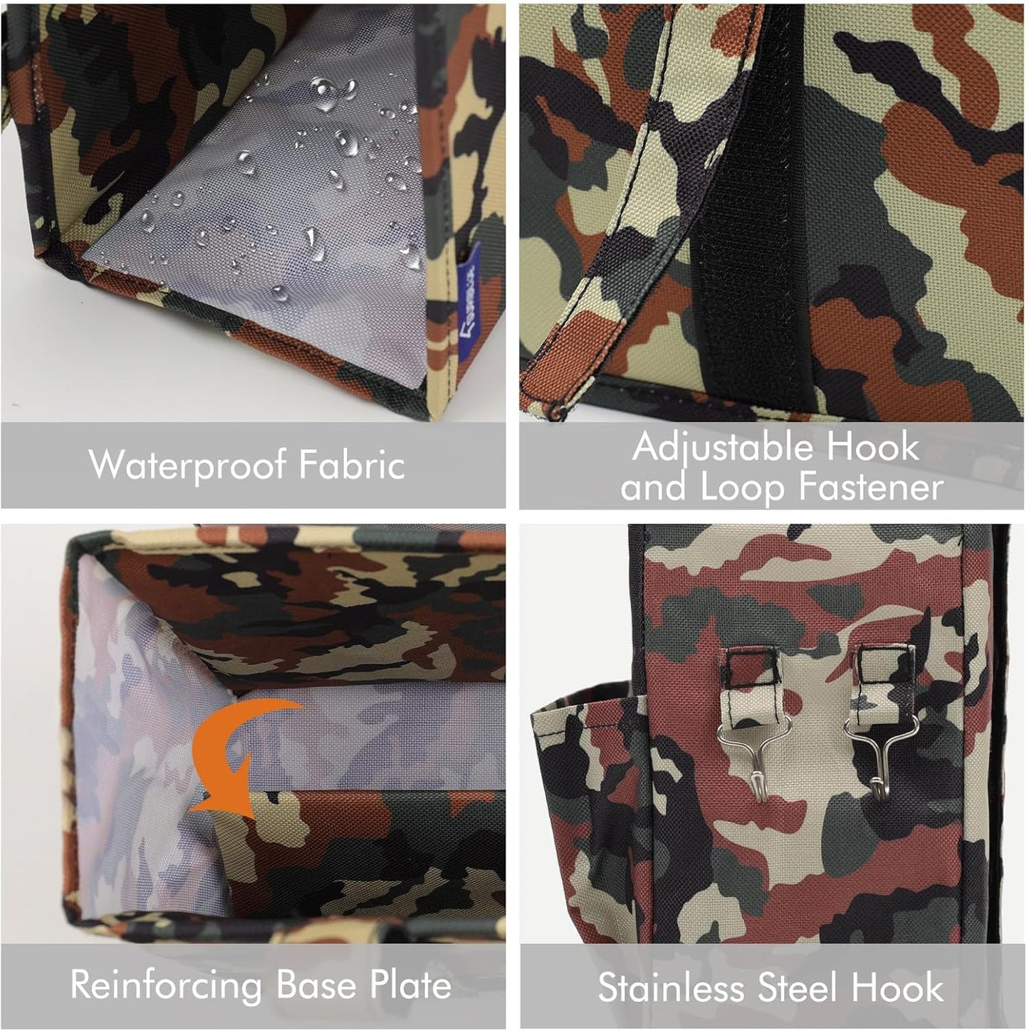 Surblue Bedside Caddy Hanging Organizer Storage Bag Pocket for Bunk, Hospital Beds, College Dorm Rooms, Baby Bed Rails, Wheelchair Side Bag, Camp Chairs, 4 Pockets and 2 Hooks (Small Jungle)