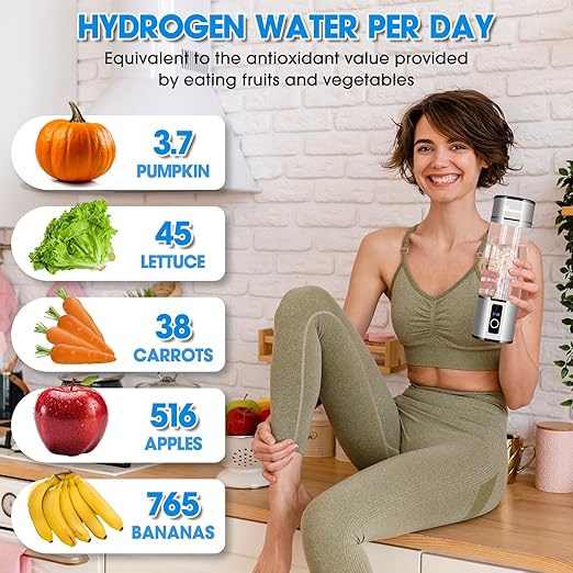 Hydrogen Water Bottle, 2 Modes Portable Hydrogen Water Bottle Generator with SPE PEM Technology and LED Display, Ion Water Ionizer Machine for Office, Travel and Home Daily Drinking（Silver）