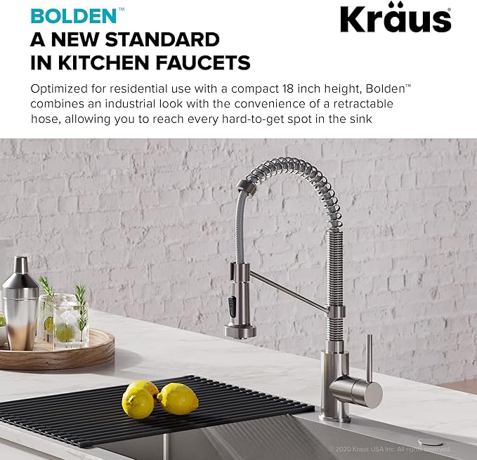 Kraus KPF-1610-FF-100SFS Bolden Commercial Style Pull-Down Kitchen Purita Water Filter Faucet Combo, Spot Free Stainless Steel, 18