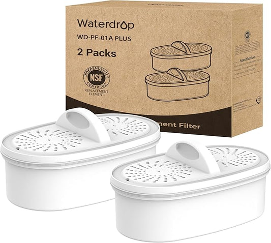 Waterdrop WD-DF-01A Plus NSF Certified Replacement Filters for All Waterdrop Dispenser Filtration System, Reduces PFAS, PFOA/PFOS, Chlorine, Last Up to 2 Months or 200 Gallons (2 Pack)