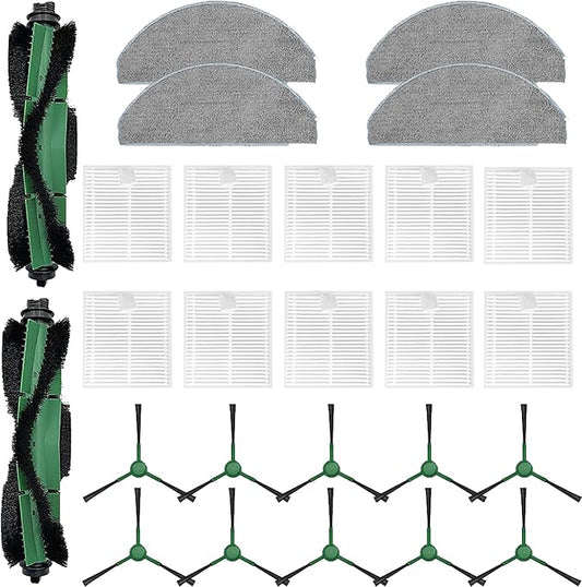26 Pack Accessories Kit Compatible with iRobot Roomba Essential Series 104 105 Combo, Y0140 Y0110 Vacuum,2 Roller Brush＆10 Side Brushes＆10 Filters & 4 Mopping Pads Replacement Parts