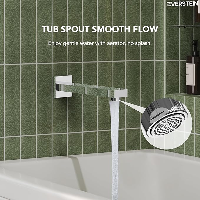 Shower Tub Faucet Set, 10" Bathroom Rainfall Shower Head Fixtures Combo with Handheld Spray and Tub Spout, Chrome