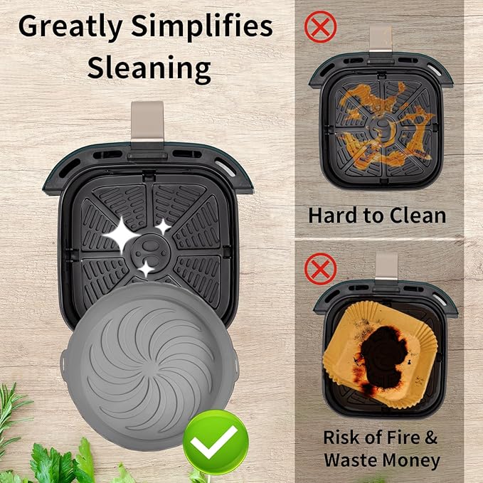 Air Fryer Silicone Liners for Ninja Air Fryer, Air Fryer Silicone Pot for Ninja AF101 Air Fryer and Ninja Air Fryer Pro 4-in-1 with 5 QT Capacity