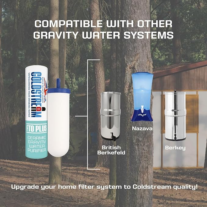 FTO+ Water Filter Cartridge - Dependable Gravity Water Filter for Easy Installation as a Berkey Water Filter Replacement - Ceramic Gravity Water Filter For Stainless Steel Systems