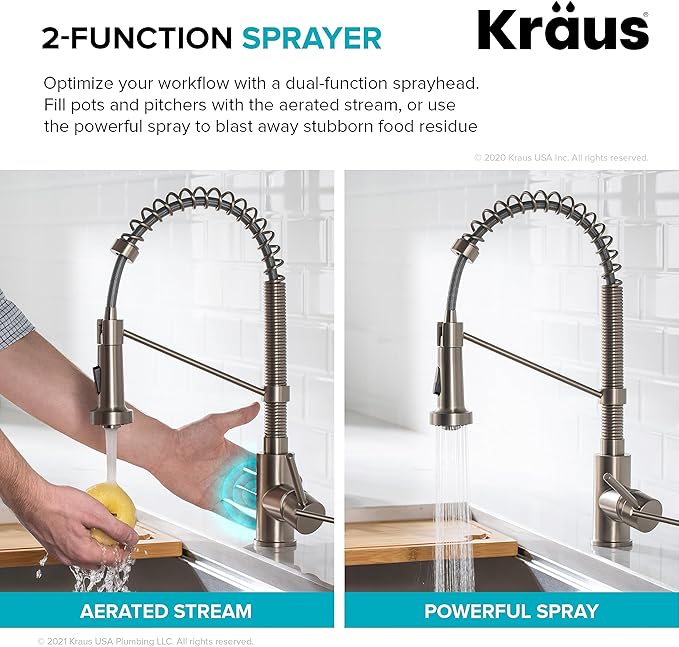KRAUS Bolden Touchless Sensor Commercial Style 2-Function Single Handle Pull-Down Kitchen Faucet in Matte Black, KSF-1610MB