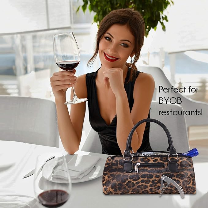 Wine Clutch Bag (Thermal Insulated) Trendy Women's Carry Tote | Holds Red & White 750mL Bottles | Trendy Fashion | Incl. Portable Waiter-Style Corkscrew
