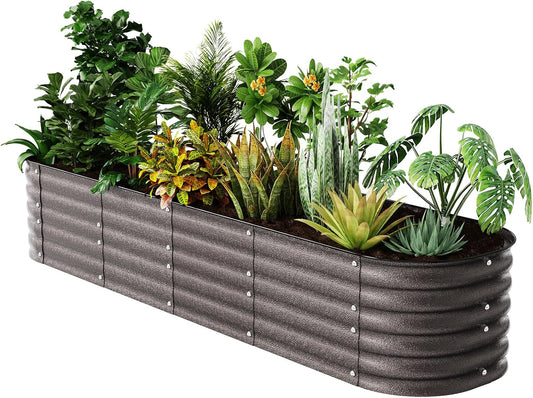 Raised Garden Bed Kit 8×2×1.4 FT Magnesium-Aluminum-Zinc Stainless Steel Metal Planter Box for Planting Outdoor Plants Vegetables (Crackle Gold)