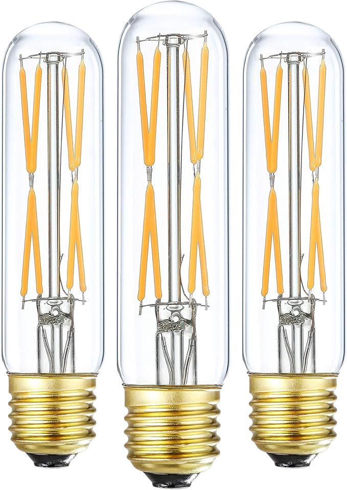 XININSUN T10 Led Bulb, 8W Dimmable Led Tubular Bulbs, 75-100 Watt Equivalent, 2700K Soft Warm White,850lm, Clear Glass, E26 Base Lamp Bulb, for Cabinet Display Cabinet etc,3 Pack.