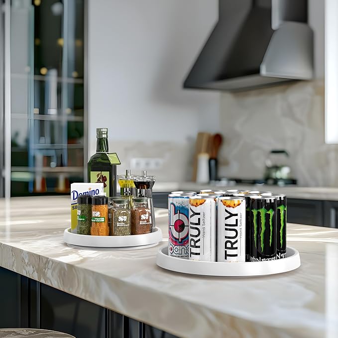 Simple Houseware Lazy Susan Spice Organizer Rotating Tray, 4-Pack (2 Medium 10'', 2 Large 12'')