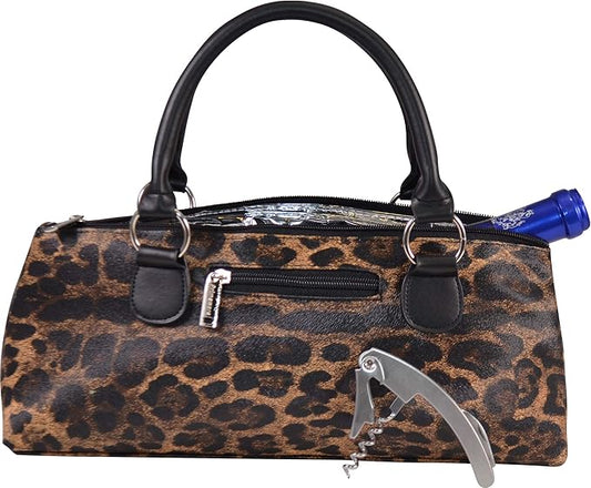 Wine Clutch Bag (Thermal Insulated) Trendy Women’s Carry Tote | Holds Red & White 750mL Bottles | Trendy Fashion | Incl. Portable Waiter-Style Corkscrew (Cougar)