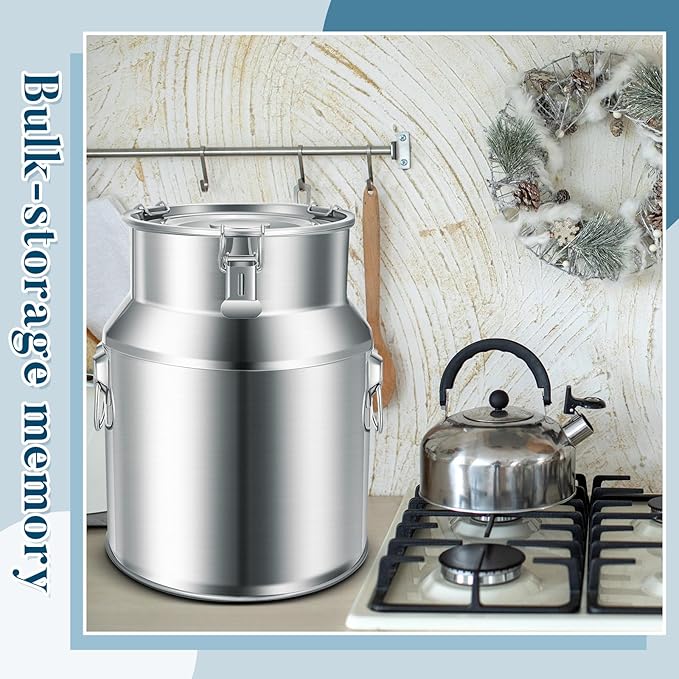 Suclain 2 Pcs Stainless Steel Milk Can Milk Bucket Metal Milk Jug with Sealed Lid and Carry Handle Tote Jug for Milk, Wine, Water, Liquid Tote Pail Storage Transport (22 Liters)