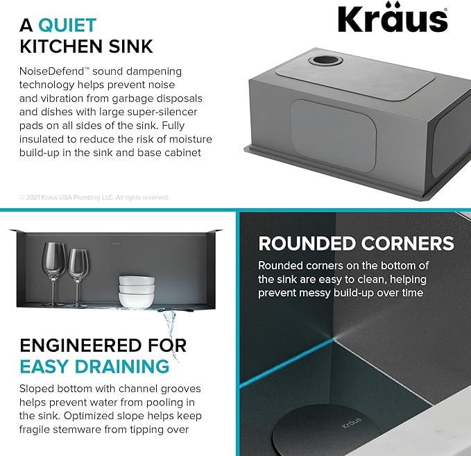 KRAUS Kore 27 Inch Undermount Workstation 16 Gauge Stainless Steel Single Bowl Kitchen Sink with Accessories in PVD Gunmetal Finish with Accessories, KWU110-27-PGM