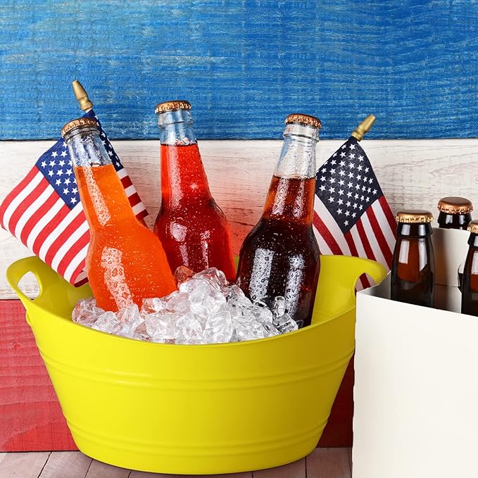 6 Pieces Ice Buckets Bulk, Plastic Ice Buckets with Handles, Oval Storage Tub, Large Capacity Ice Drink Bucket for Party Bar Wine Beer Champagne Beverage Bottle Cooler (Multicolor,4.5 Liter)