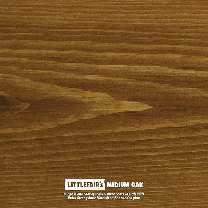 Littlefair's Wood Stain Water Based - 34oz/1ltr - Indoor Furniture Stain Light & Dark Finishes - Special Non Toxic & Eco Friendly Formula - Wood Stain for Crafts - Color: Medium Oak