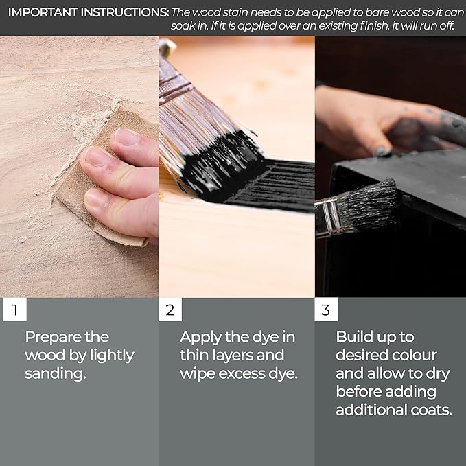 Littlefair's Wood Stain Water Based - 8.5oz/250ml - Indoor Furniture Stain - Light & Dark Finishes - Special Non Toxic & Eco Friendly Formula - Wood Stain for Crafts - Color: Black Black