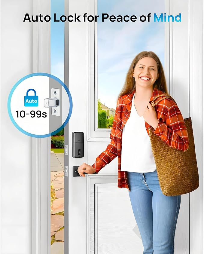 Smart Keyless Entry Door Lock Set w/Front Door Handle, 0.1s Fingerprint Biometric Unlock, APP/Passcodes/Cards Control, Auto Lock Keypad Deadbolt, Easy Install for Entry Bedroom