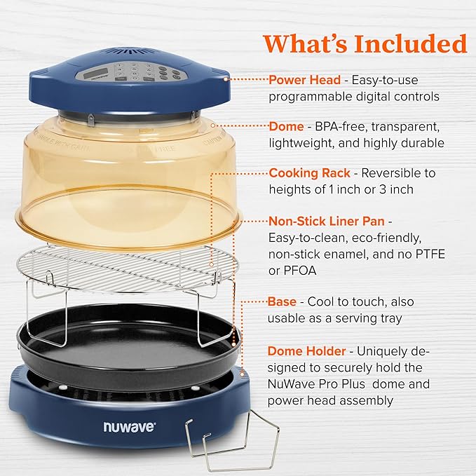 Nuwave Pro Plus 2 Infra-Red Oven, Countertop, Convection, Cook Fresh or Frozen, No Defrosting or Preheating, Cook Healthy, 360 Surround Heat, Adjustable Temps, 100 Presets, 50 Memory, Tough Power Dome