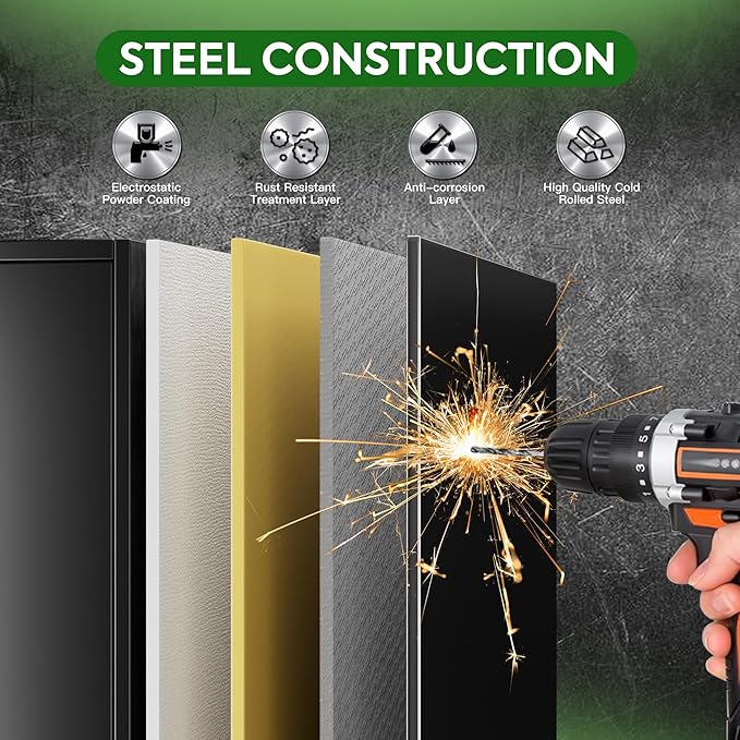 71.31" H Metal Broom Closet Storage Cabinets with Pegboards and Hooks,Utility Closet Storage Cabinet with Hooks and Hanging Rod for Laundry Room,Utility Room,Warehouse,Garage,Black