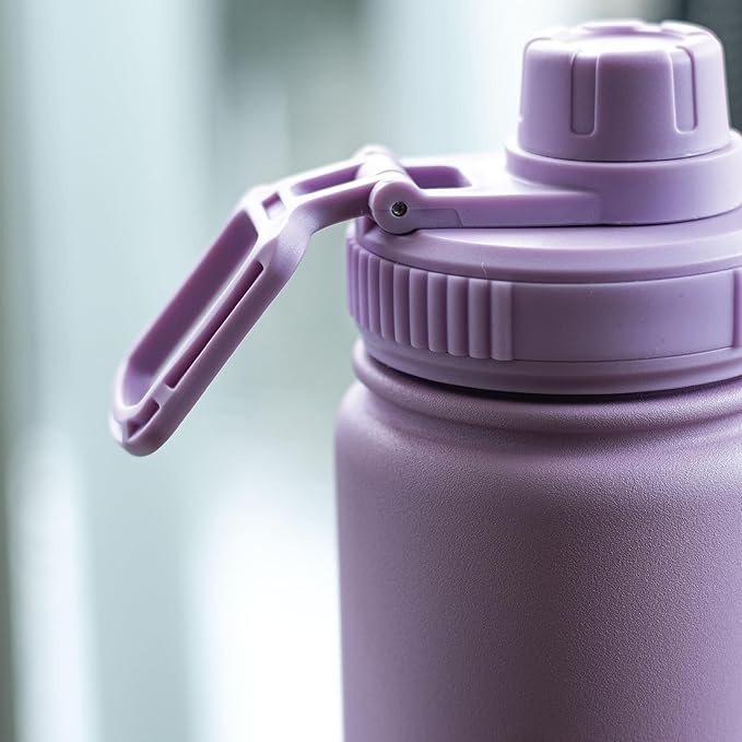 Cubitt Insulated Sports Hydro Water Bottle 24 oz, 2 Lids (Coffee Lid and Wide Mouth Twist Sports Lid), Stainless Steel, Double Walled. Cold for up to 24 hours, Hot for up to 12 hours Purple